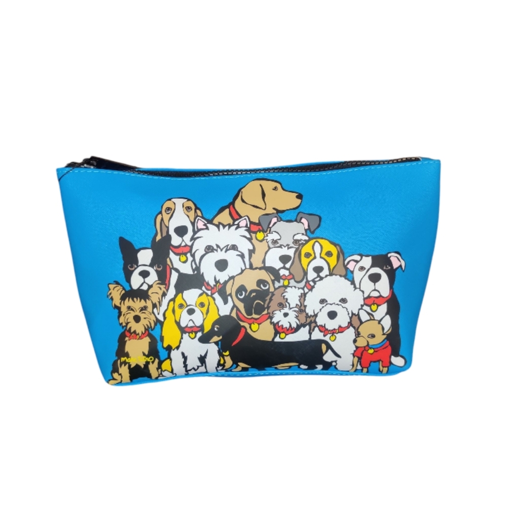Marc Tetro Blue Dog Print Cosmetic Travel Bag